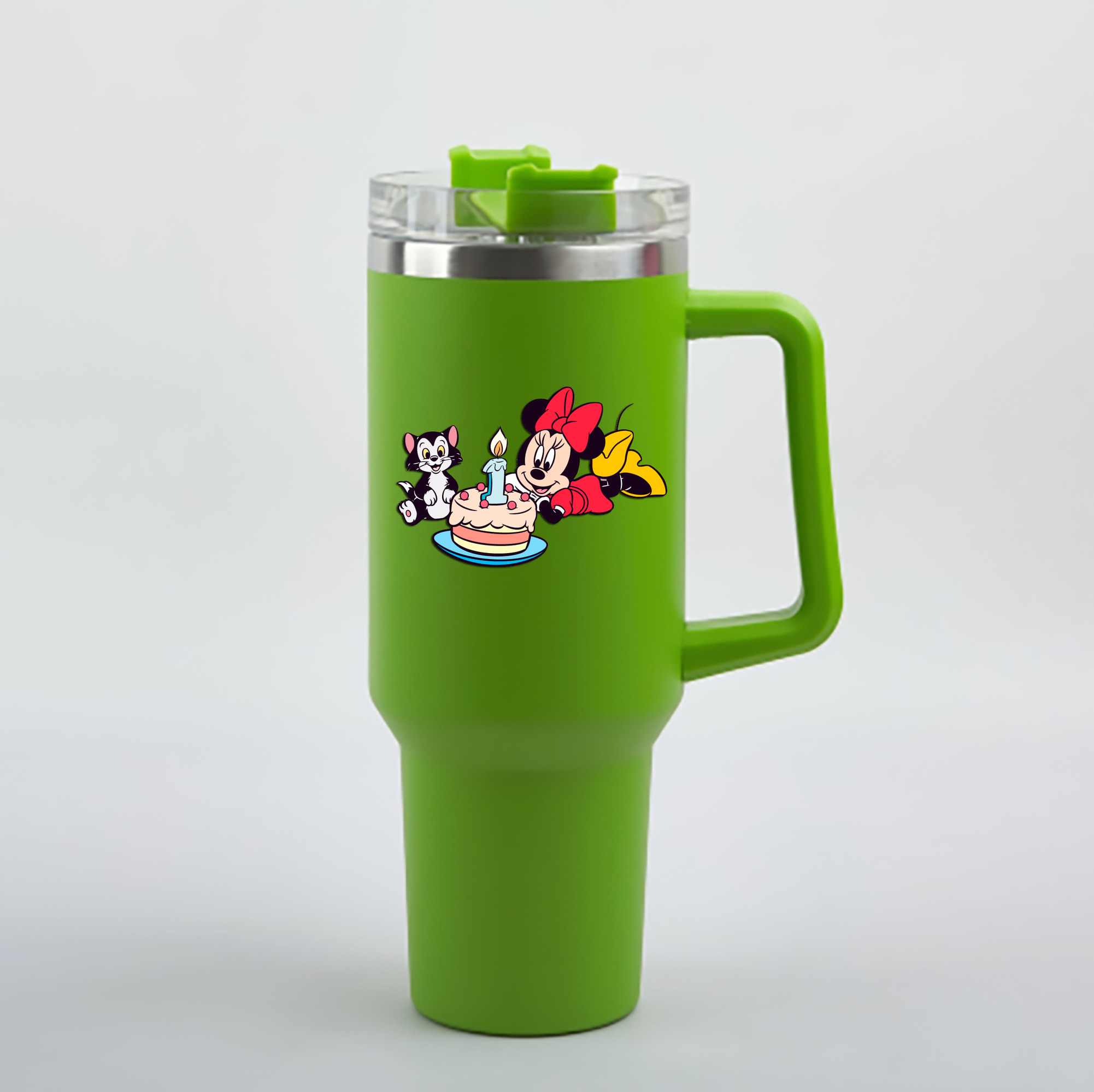 （画像用） ミッキーマウス Mickey Mouse 1200mL車用タンブラー - クリスタルステッカー（プラスチックストロー付き）
